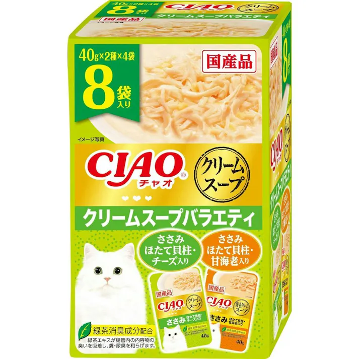 いなば CIAOだしスープクリームスープバラエティ40g×8P チャオ 国産 高嗜好性 ウェットフード 猫用 3753127001【別送品】