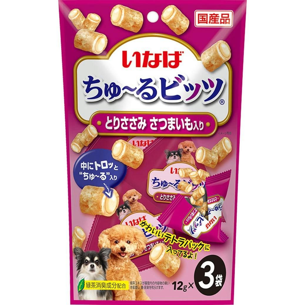 いなば ちゅ~るビッツささみさつまいも入12g×3P ちゅーる 国産 4901133682483 3753201001 ペースト・ウェットタイプおやつ いなば ちゅ~るビッツささみさつまいも入12g×3P ちゅーる 国産 4901133682483 3753201001 ペースト・ウェットタイプおやつ