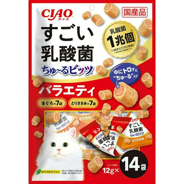 いなば CIAO乳酸菌ちゅ~るビッツバラエティ 12g×14P チャオちゅーる 国産 お腹 高嗜好性 おやつ 猫用 3753885001【別送品】