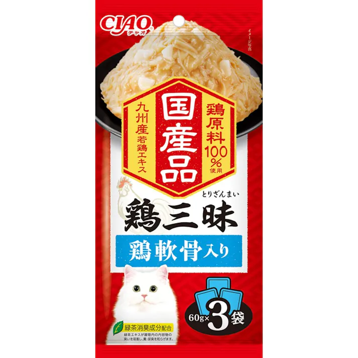 いなば 鶏三昧鶏軟骨入り60g×3P 国産 4901133481369 3754200001【別送品】