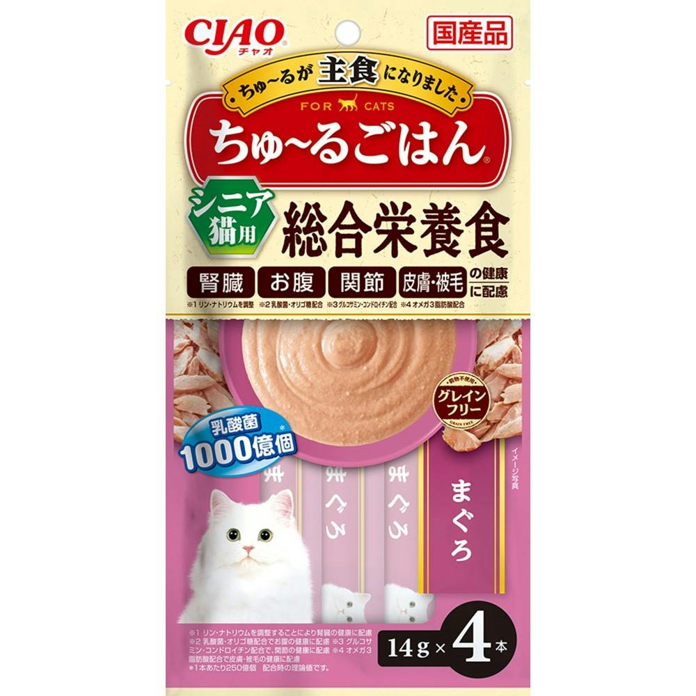いなば CIAOちゅ~るごはんシニアまぐろ14g×4本 チャオちゅーる 国産 4901133387944 3754236001 ペースト・ウェットタイプおやつ(猫) いなば CIAOちゅ~るごはんシニアまぐろ14g×4本 チャオちゅーる 国産 4901133387944 3754236001 ペースト・ウェットタイプおやつ(猫)