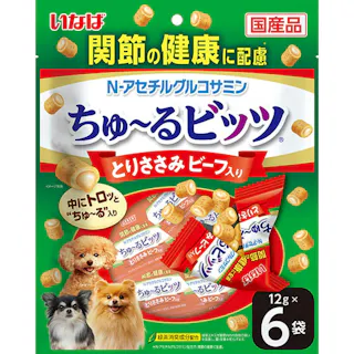 いなば ちゅ~るビッツ 関節とりささみビーフ 12g×6P ちゅーる 国産 高嗜好性 おやつ 犬用 3754441001【別送品】