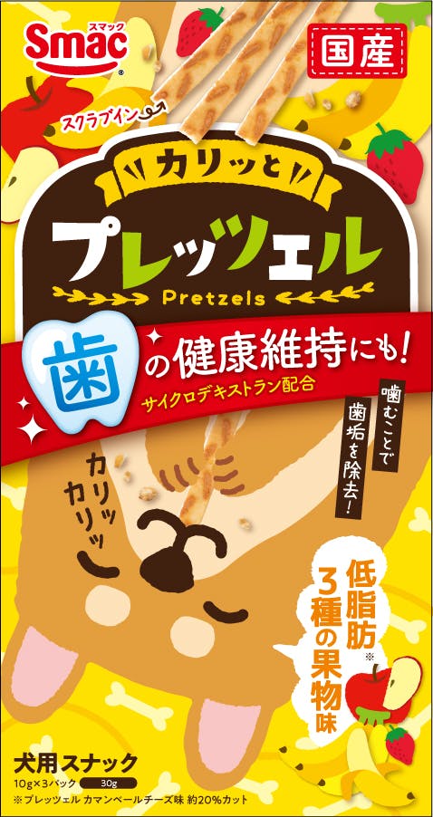 プレッツェル 低脂肪3種の果物味30g 犬用おやつ 歯の健康維持 1610739001 ガム・デンタルケア プレッツェル 低脂肪3種の果物味30g 犬用おやつ 歯の健康維持 1610739001 ガム・デンタルケア