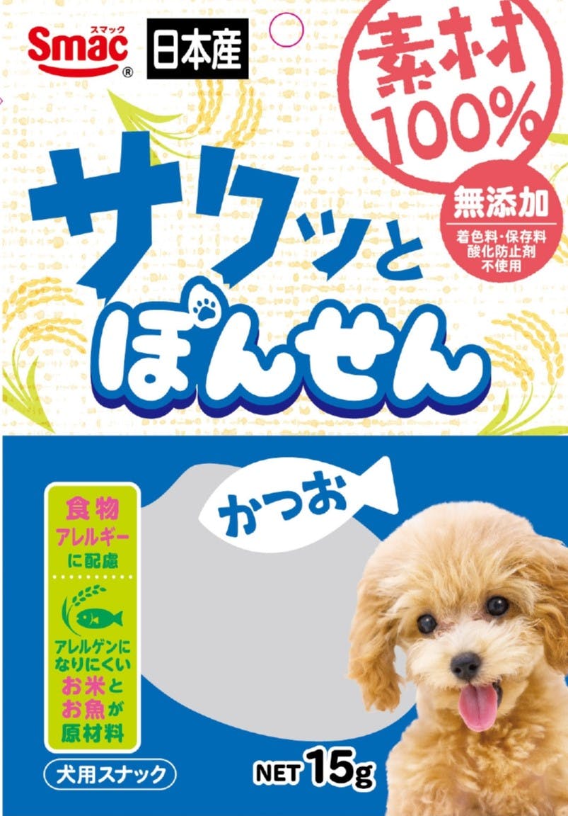 素材100% サクッとぽんせん かつお15g 犬用おやつ 低アレルゲン 国産 1610769001【別送品】