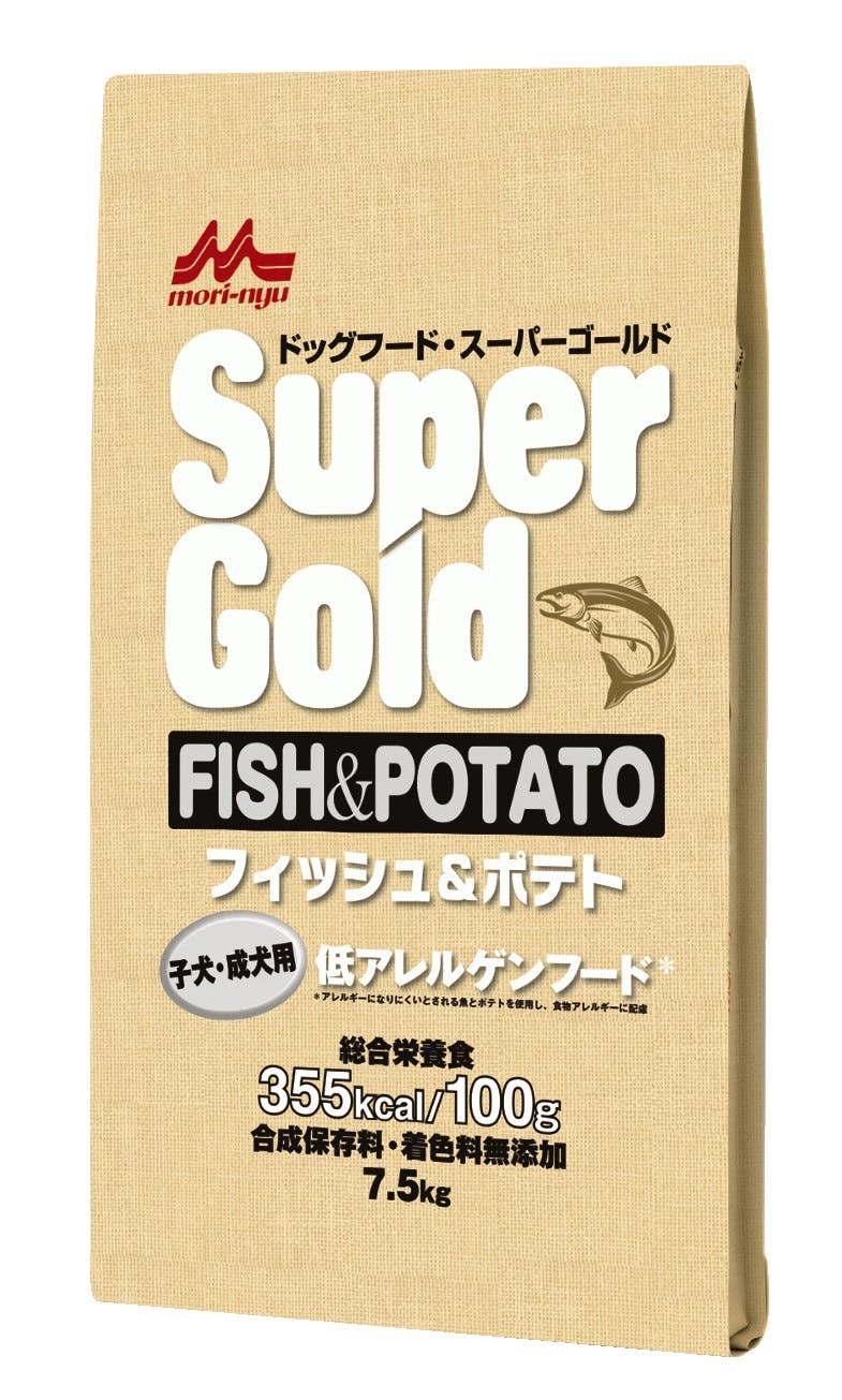 スーパーゴールド フィッシュ＆ポテト子犬・成犬用7.5kg 合成保存料・着色料不使用 低アレルゲンフード 総合栄養食 1780134001【別送品】