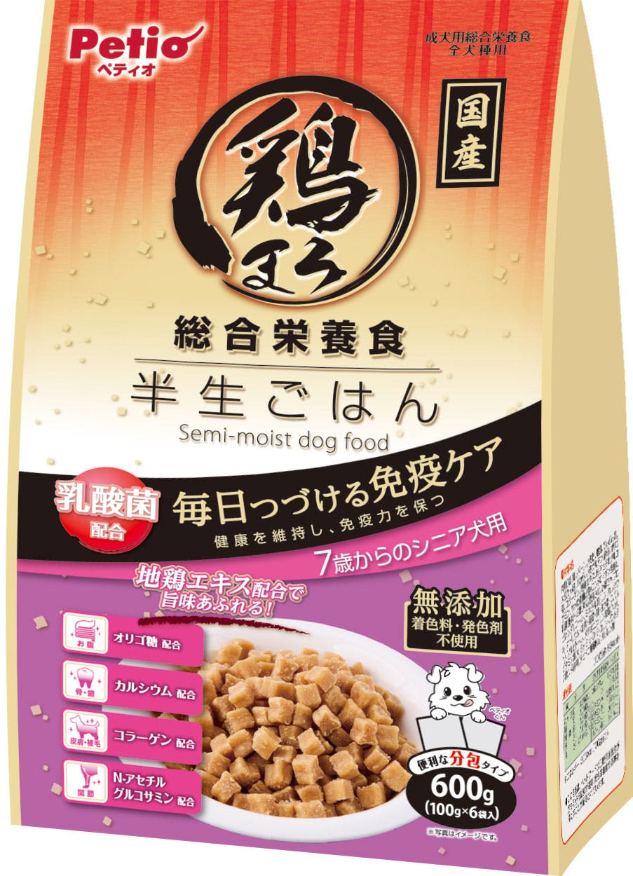 ペティオ 鶏まろ半生ごはんシニア犬用600g 免疫ケア 着色料・発色剤無添加 オリゴ糖・カルシウム・コラーゲン配合 3419359001【別送品】