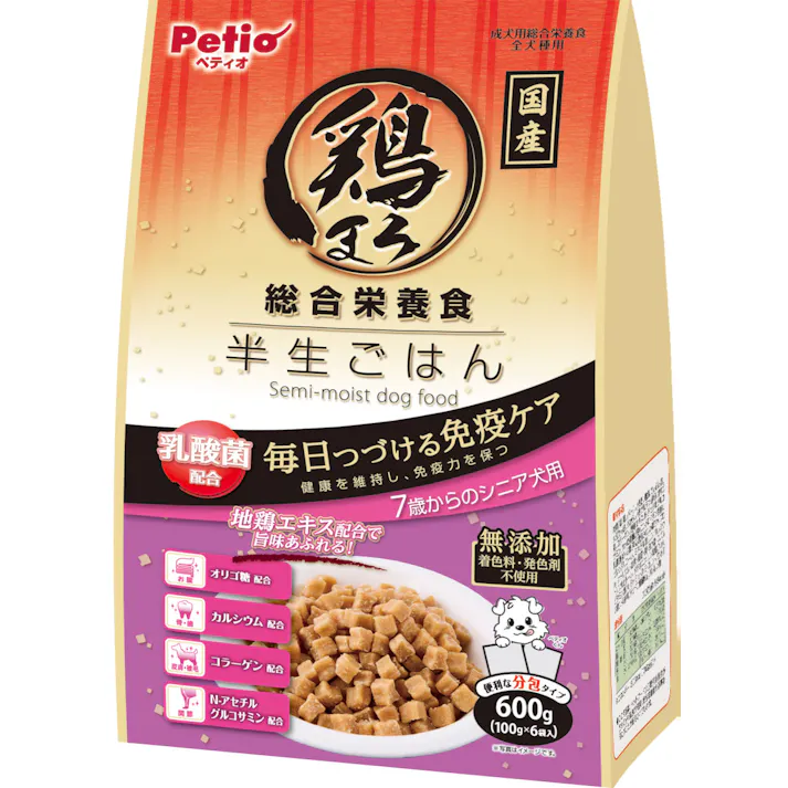 ペティオ 鶏まろ半生ごはんシニア犬用600g 免疫ケア 着色料・発色剤無添加 オリゴ糖・カルシウム・コラーゲン配合 3419359001【別送品】