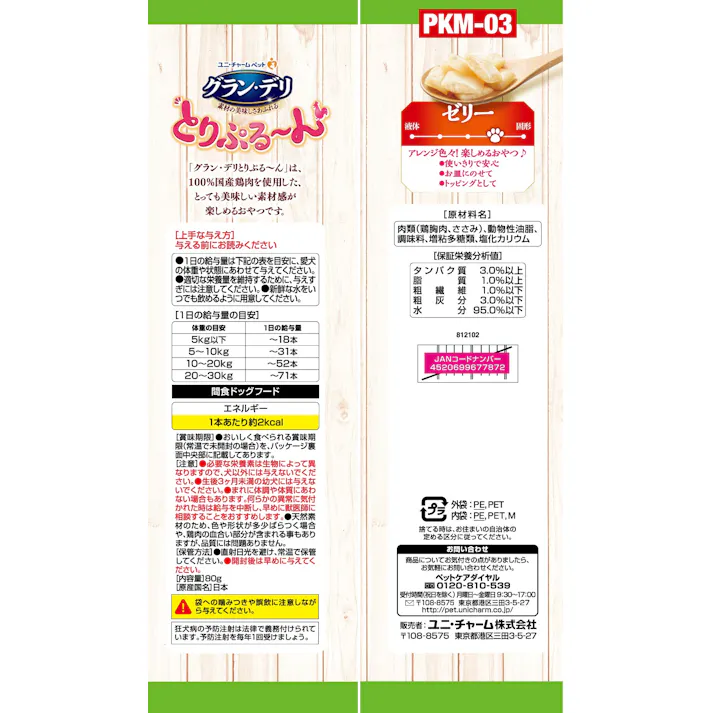 グラン・デリ とりぷるーんカロリーゼリーささみ80g ドッグフード 発色剤・着色料不使用 低脂肪 3482251001【別送品】