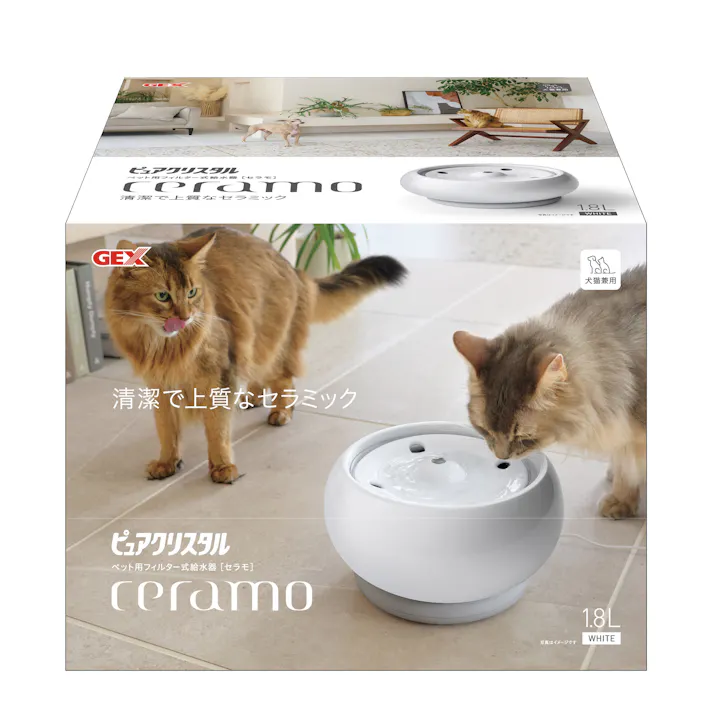 ジェックス ピュアクリスタルセラモホワイト1.8L 獣医師推奨 イオン交換樹脂 ペット食器 3740837001【別送品】