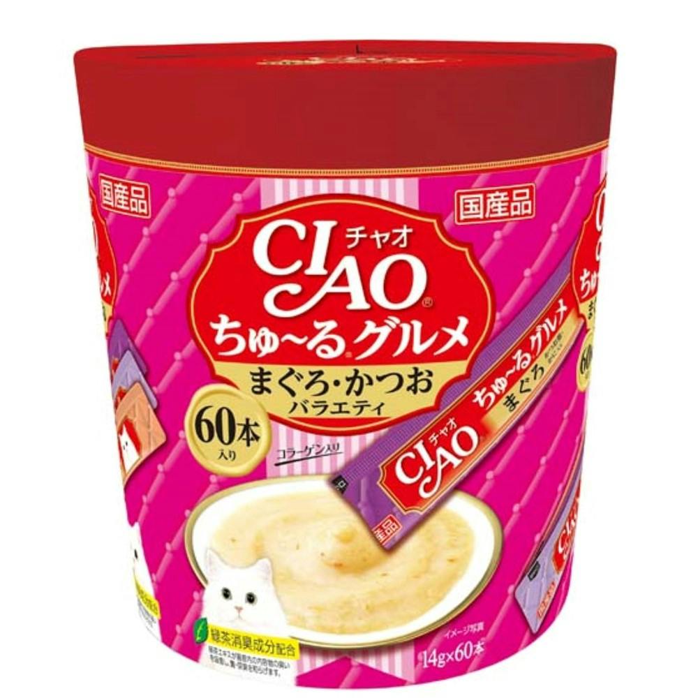 CIAO ちゅーるグルメ 鮪かつおバラエティ14g×60P 猫用おやつ ペースト 国産 3752180001 ペースト・ウェットタイプおやつ(猫) CIAO ちゅーるグルメ 鮪かつおバラエティ14g×60P 猫用おやつ ペースト 国産 3752180001 ペースト・ウェットタイプおやつ(猫)