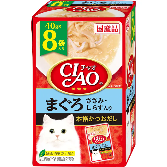 CIAO パウチ まぐろささみしらす40g×8P キャットフード ウェットフード 国産 3753045001【別送品】