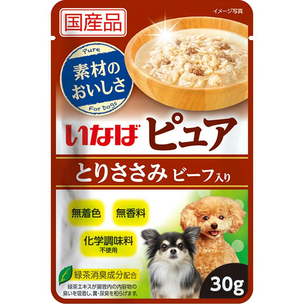 いなばピュアパウチ とりささみビーフ30g ドッグフード 水煮 抹茶消臭成分配合 3754566001 犬用ウェットフード(パウチ) いなばピュアパウチ とりささみビーフ30g ドッグフード 水煮 抹茶消臭成分配合 3754566001 犬用ウェットフード(パウチ)