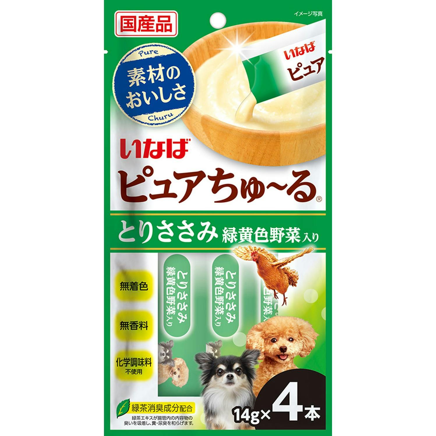 ピュアちゅーる ささみ野菜14g×4本 犬用おやつ 無着色・無香料 3754573001 ペースト・ウェットタイプおやつ