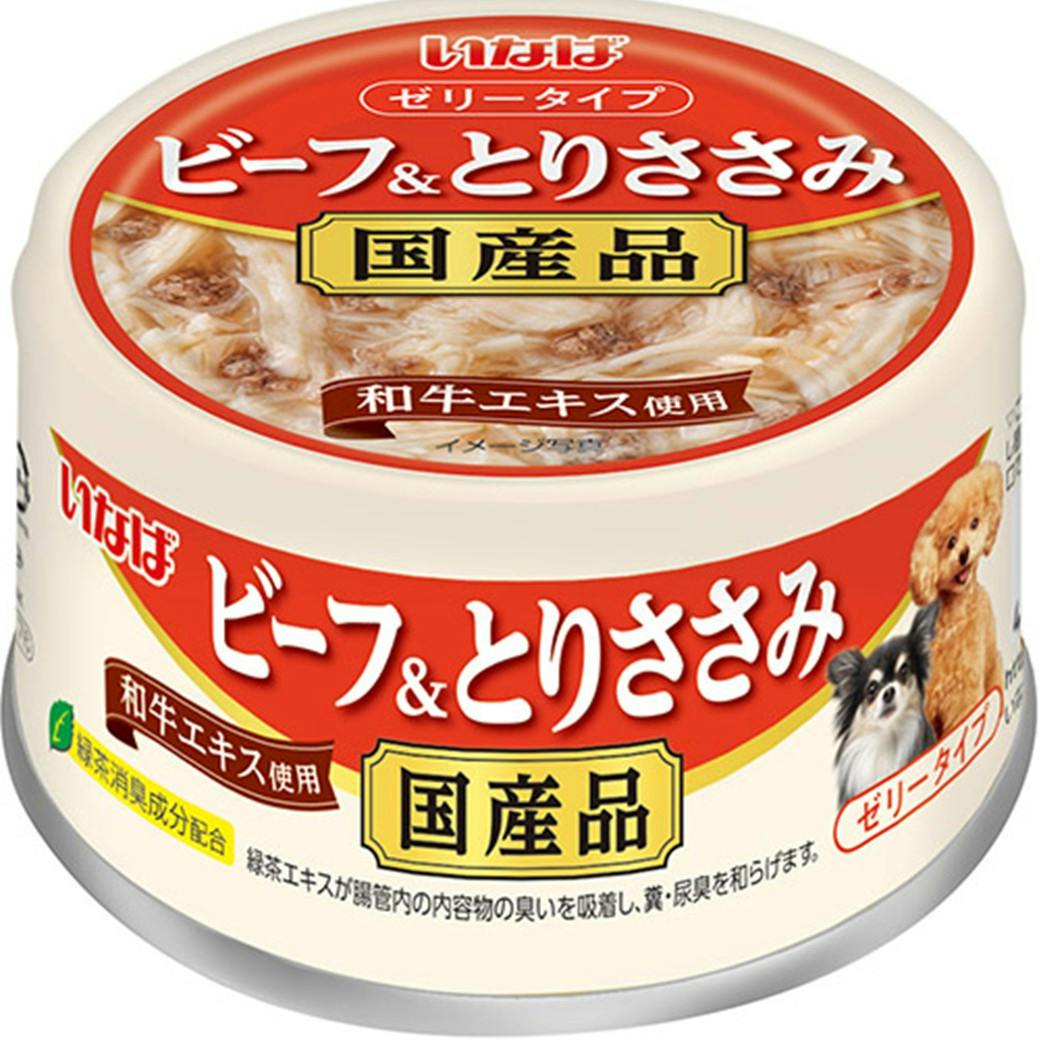いなば ビーフ&とりささみ 85g ドッグフード ゼリータイプ 抹茶消臭成分配合 3754582001 犬用ウェットフード(缶) いなば ビーフ&とりささみ 85g ドッグフード ゼリータイプ 抹茶消臭成分配合 3754582001 犬用ウェットフード(缶)