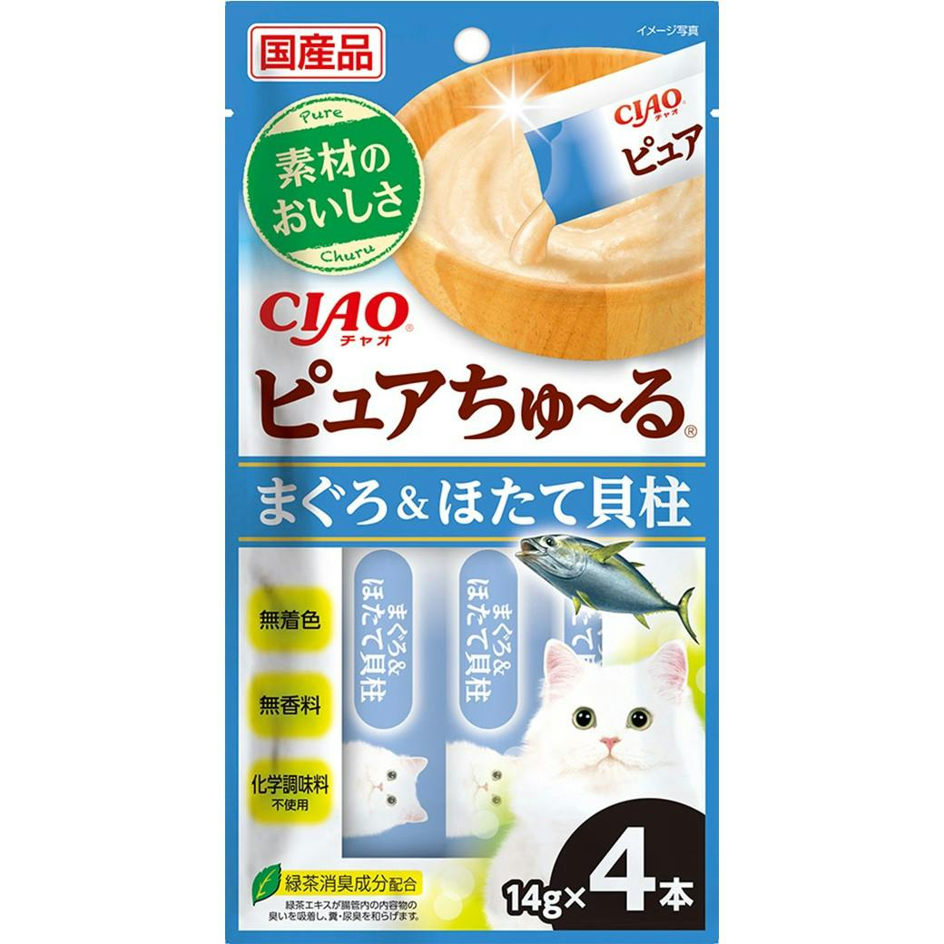CIAO ピュアちゅーる 鮪ほたて貝柱14g×4P 猫用おやつ ペースト 国産 3754589001 ペースト・ウェットタイプおやつ(猫) CIAO ピュアちゅーる 鮪ほたて貝柱14g×4P 猫用おやつ ペースト 国産 3754589001 ペースト・ウェットタイプおやつ(猫)