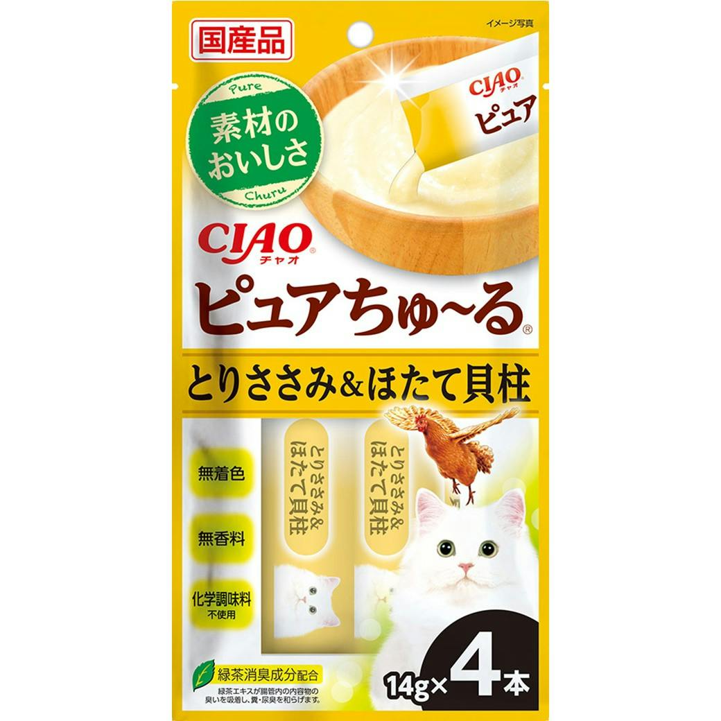 CIAO ピュアちゅーる 鶏ささみ帆立14g×4P 猫用おやつ ペースト 国産 3754595001 ペースト・ウェットタイプおやつ(猫) CIAO ピュアちゅーる 鶏ささみ帆立14g×4P 猫用おやつ ペースト 国産 3754595001 ペースト・ウェットタイプおやつ(猫)