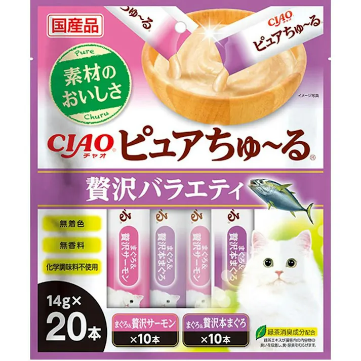 CIAO ピュアちゅーる 贅沢バラエティ14g×20P 猫用おやつ ペースト 国産 3754600001【別送品】
