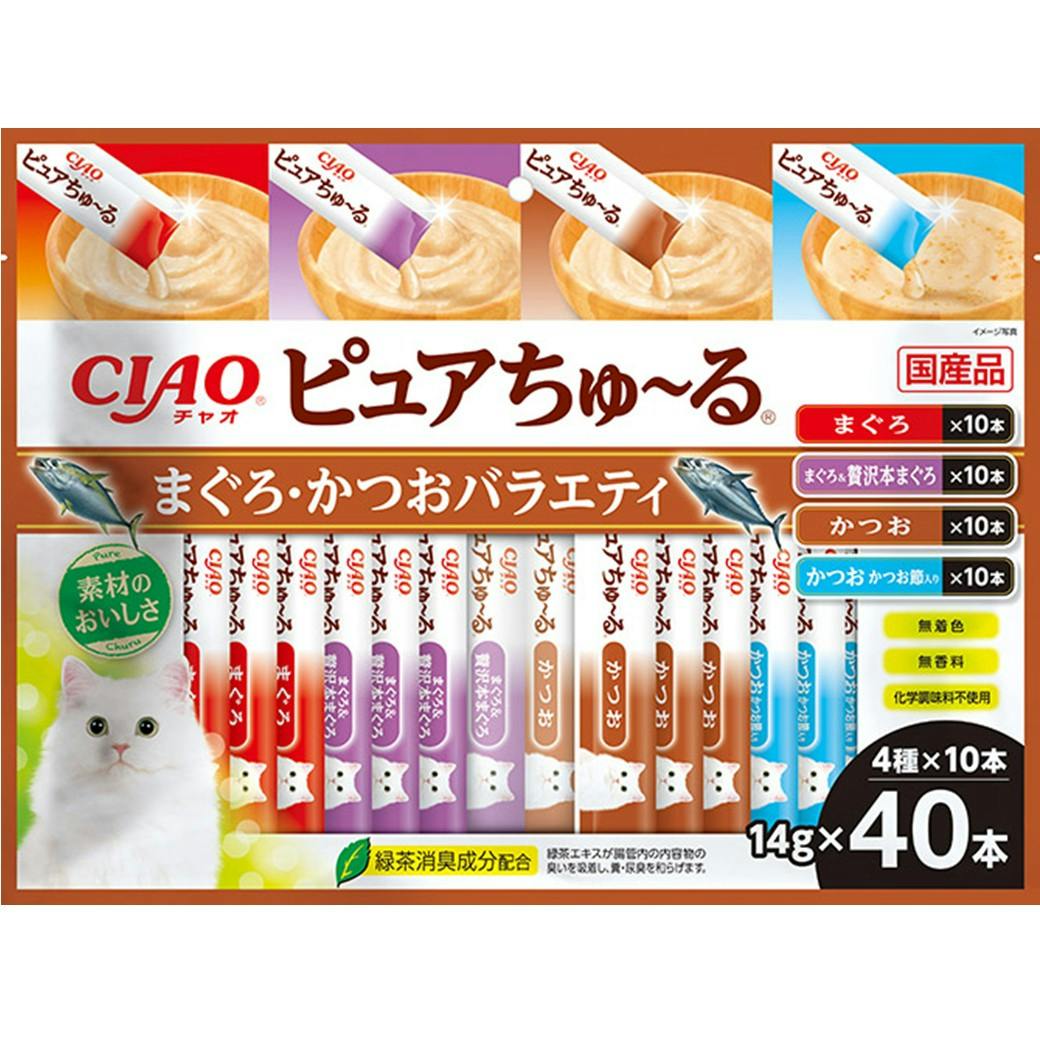 ピュアちゅーる CIAO まぐろかつおバラエティ14g×40P 猫用おやつ ペースト 国産 3754602001 ペースト・ウェットタイプおやつ(猫) ピュアちゅーる CIAO まぐろかつおバラエティ14g×40P 猫用おやつ ペースト 国産 3754602001 ペースト・ウェットタイプおやつ(猫)