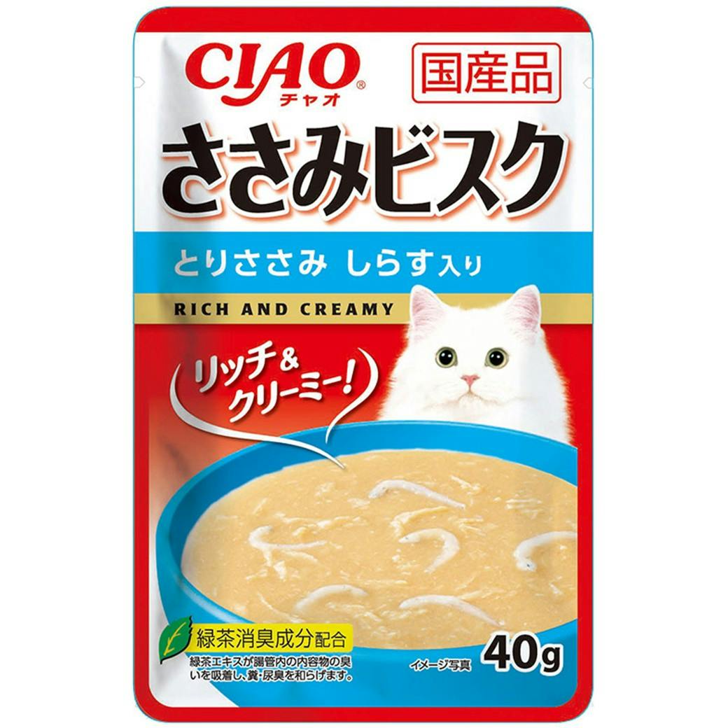 CIAO ささみビスク ささみしらす40g キャットフード ウェットフード 国産 3754610001 猫用ウェットフード(パウチ) CIAO ささみビスク ささみしらす40g キャットフード ウェットフード 国産 3754610001 猫用ウェットフード(パウチ)
