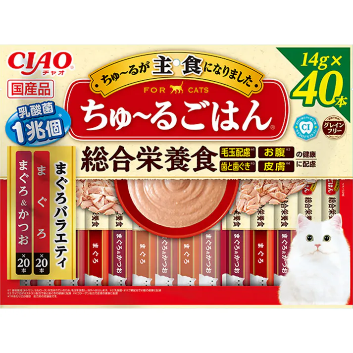 CIAO ちゅーるごはん まぐろバラエティ14g×40P 猫用おやつ 国産 総合栄養食 3754629001【別送品】