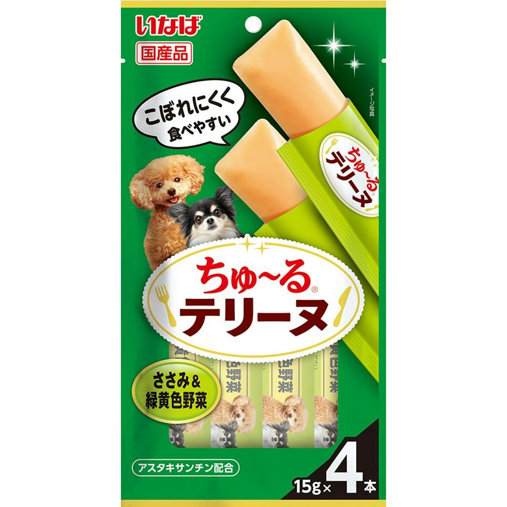 ちゅーるテリーヌ ささみ緑黄色野菜15g×4P 犬用おやつ 国産 3754689001 ペースト・ウェットタイプおやつ