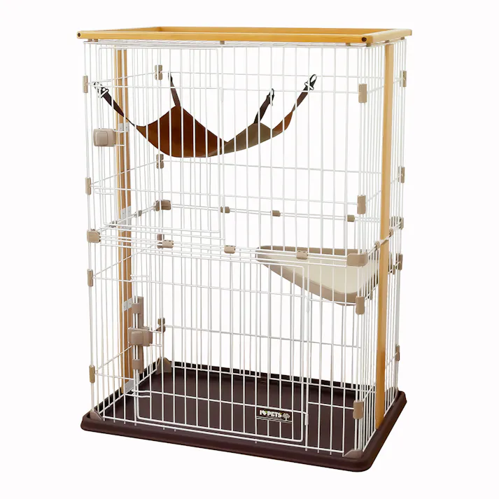 ウッドワンサークルキャットワイド2段 猫 ハンモック付 ケージ・サークル 1311348001【別送品】