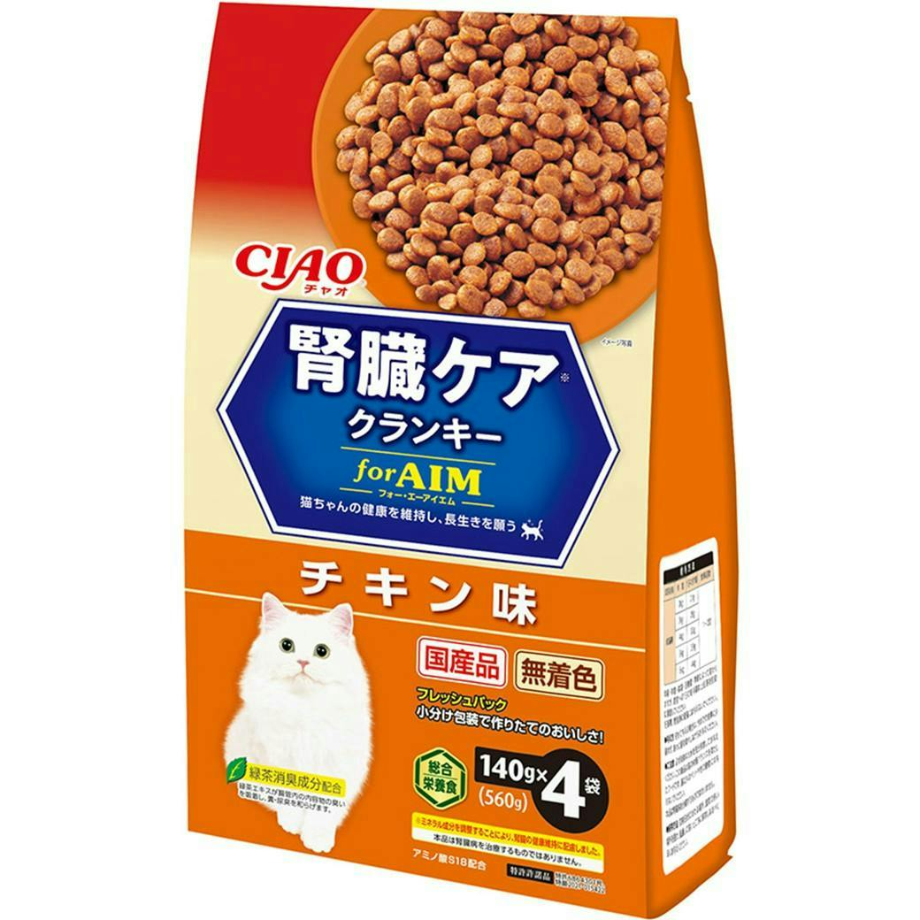 CIAO 腎臓ケア クランキーチキン140g×4袋 猫フード ドライ ペットの
