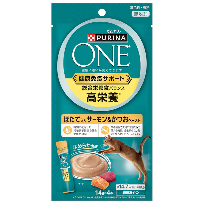 ONE ピュリナ ワン キャット おやつ 総合栄養食バランス 高栄養 ほたて入りサーモン&かつおペースト 56g 1061902001【別送品】