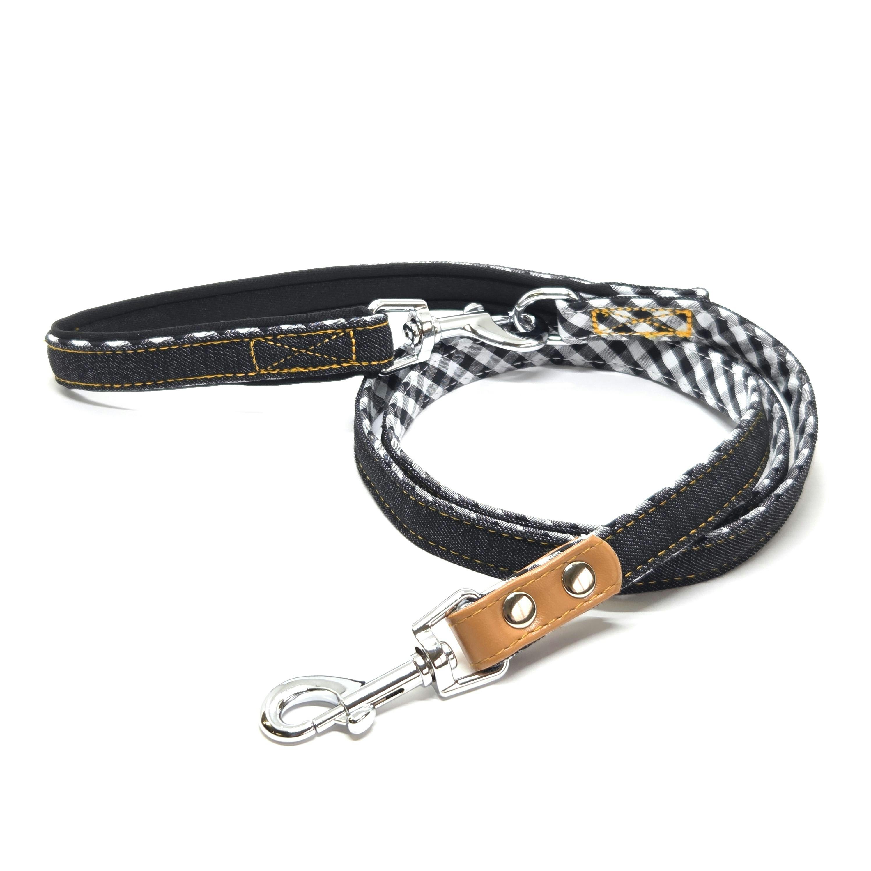 デニムチェックリード ブラック S ペット用品 犬具 1712305001【別送品