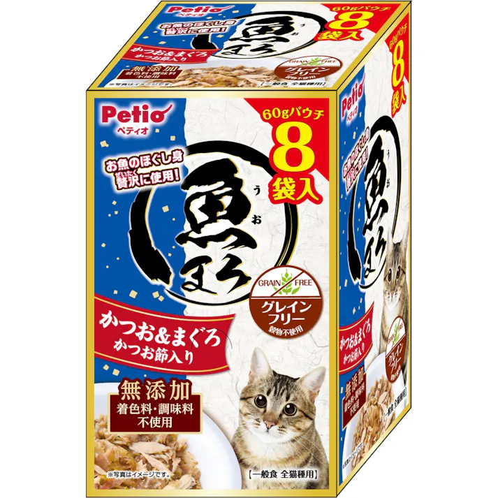 魚まろ かつお&まぐろ かつお節入り 60g×8袋入 猫用おやつ 間食用 トッピング 3419614001【別送品】