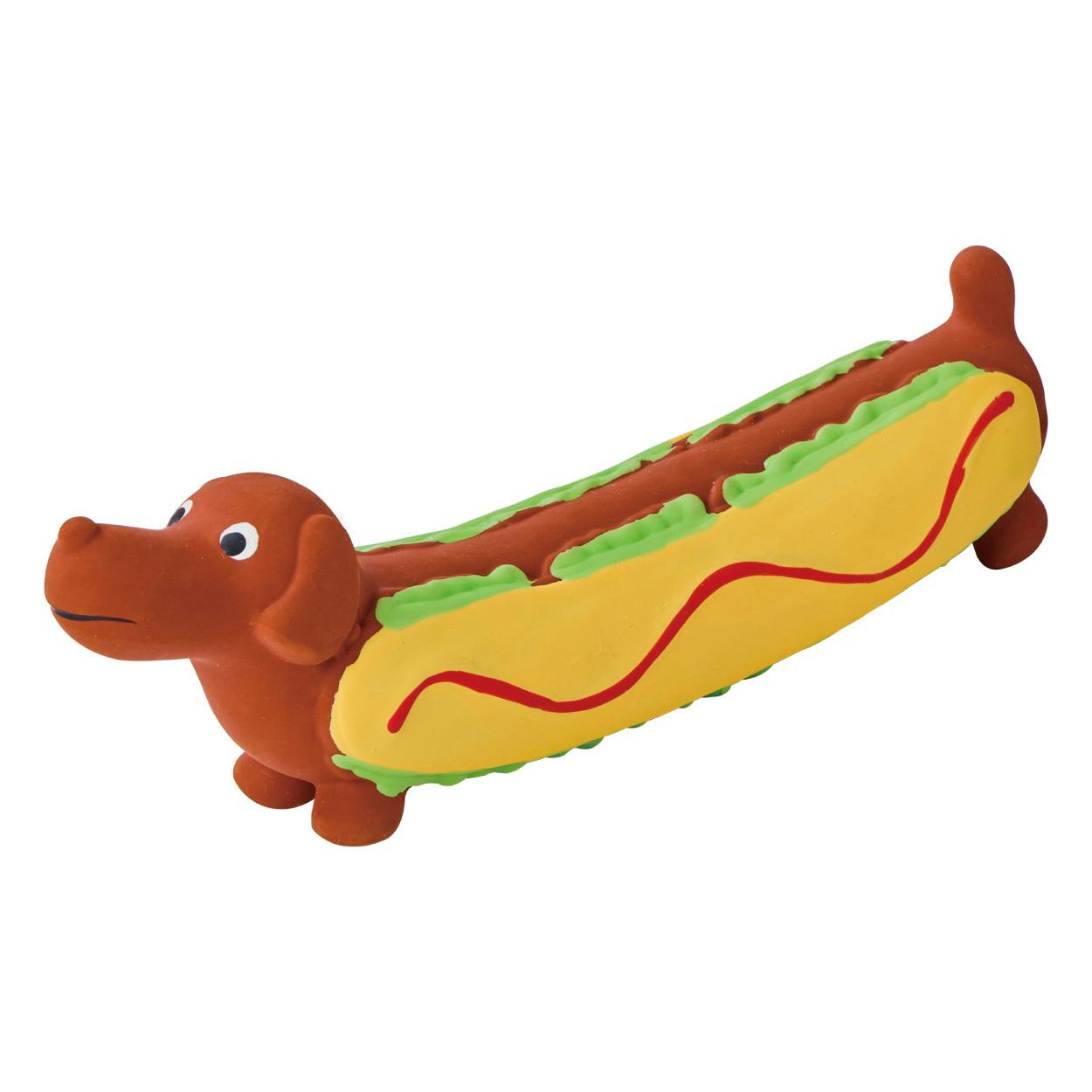 犬用おもちゃ ながーいラテックスTOY ホットドッグ 犬用玩具 笛付き