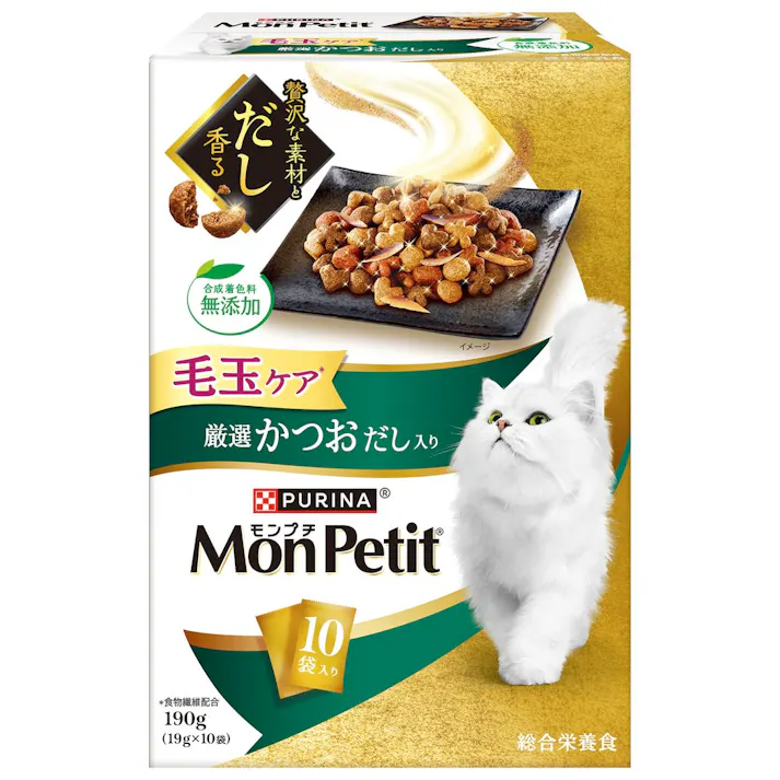 【ケース販売】モンプチ ドライ ボックス 毛玉ケア 厳選かつおだし入り 190g(1ケース12個入) 4902201218917 キャット ドライフード 1061906012【別送品】