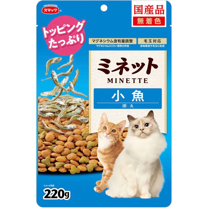 【ケース販売】ミネット 小魚添え 220g(1ケース18個入) 4970022023065 猫用 ペットフード 1610515018【別送品】