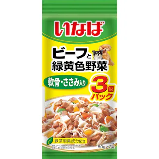【ケース販売】いなば ビーフと野菜 軟骨ささみ入 50g×3P(1ケース16個入) 4901133779756 犬 3753772016【別送品】