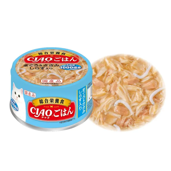 【ケース販売】CIAO ごはん 鮪 ささみ しらす入 85g(1ケース48個入) 4901133606427 猫 3754191048【別送品】