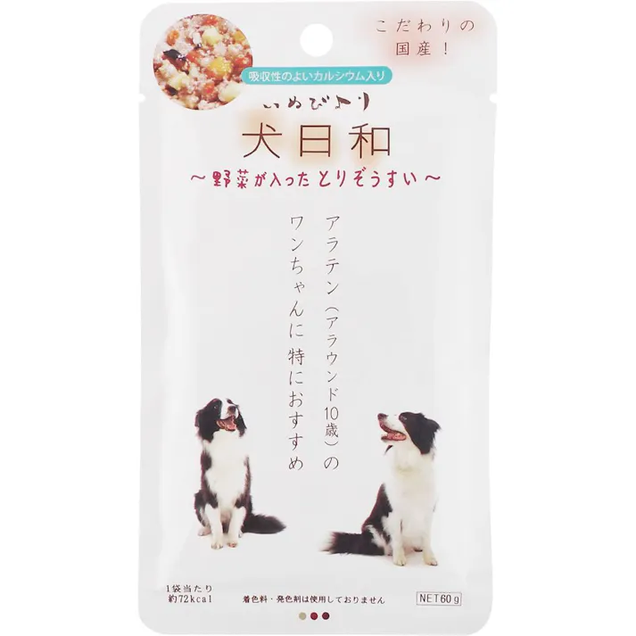 【ケース販売】犬日和 レトルト 野菜入とりぞうすい 60g(1ケース60個入) 4532066006901 国産 レトルト パウチ 5740246060【別送品】