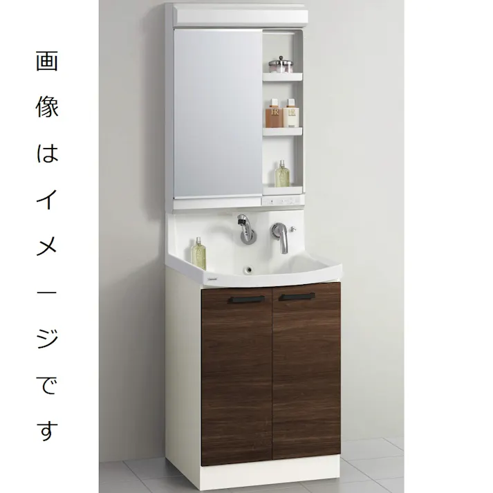 クリナップ 洗面化粧台 ファンシオ BNFL60TNTCWC3LSI+M-601NFNC 1面鏡高さ80cm開きタイプ(扉カラーバーントウォールナット+取手カラーシルバー+一般地仕様)【別送品】