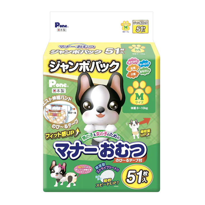 第一衛材 P.oneマナーおむつのび~るテープM JP51P 犬具2ケンシャ・トイレタリ 4904601763998 PMO-726【別送品】