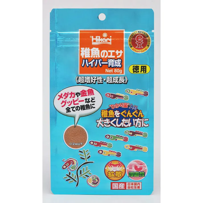 ひかり 稚魚のエサハイパー育成80g 魚用品 メダカ 金魚 グッピー 4971618808387【別送品】