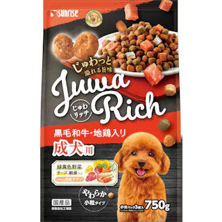 じゅわリッチ 黒毛和牛・地鶏入り 750g DOGフード(ドライ・ハンナマ) 半生 4973321943898【別送品】