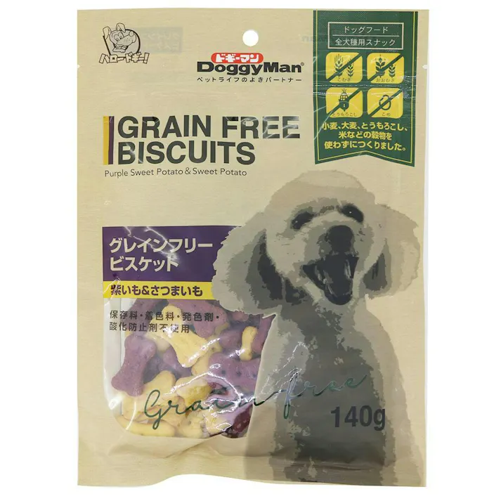 グレインフリービスケット 紫いも&さつまいも140g おやつ(犬・猫) ご褒美用 4976555823455【別送品】
