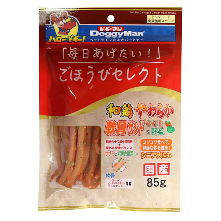 ごほうびセレクト 和鶏やわらか軟骨サンド ササミ&野菜 85g おやつ(犬・猫) ご褒美用 4976555825763【別送品】