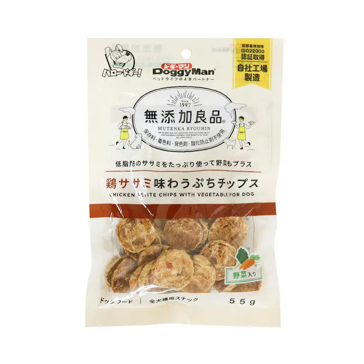 無添加良品 鶏ササミ味わうぷちチップス 野菜入り55g おやつ(犬・猫) ご褒美用 4976555826357【別送品】