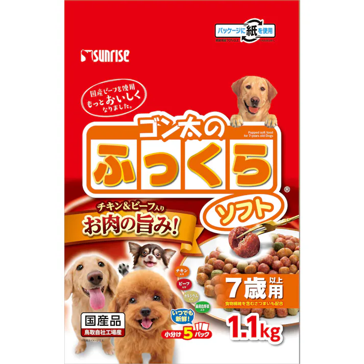 ゴン太のふっくらソフト 7歳以上用 1.1kg やわらか食感 小分けパック シニア向け 4973321940743【別送品】