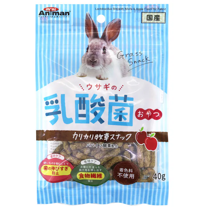 ウサギの乳酸菌おやつ カリカリ牧草スナック 40g 小動物おやつ 4976555242737【別送品】