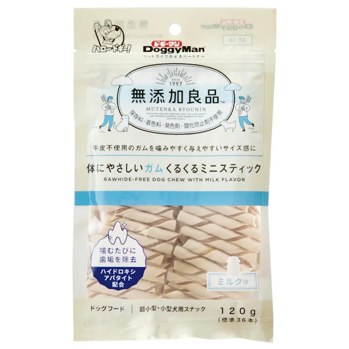 無添加良品 体にやさしいガム くるくるミニスティック 120g(標準36本) ご褒美用 4976555824001【別送品】
