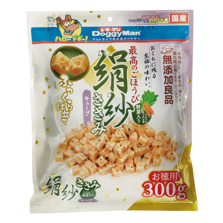 絹紗 キューブ 野菜入り300g (100g×3袋) ご褒美用 ふっくら仕立て 4976555824827【別送品】
