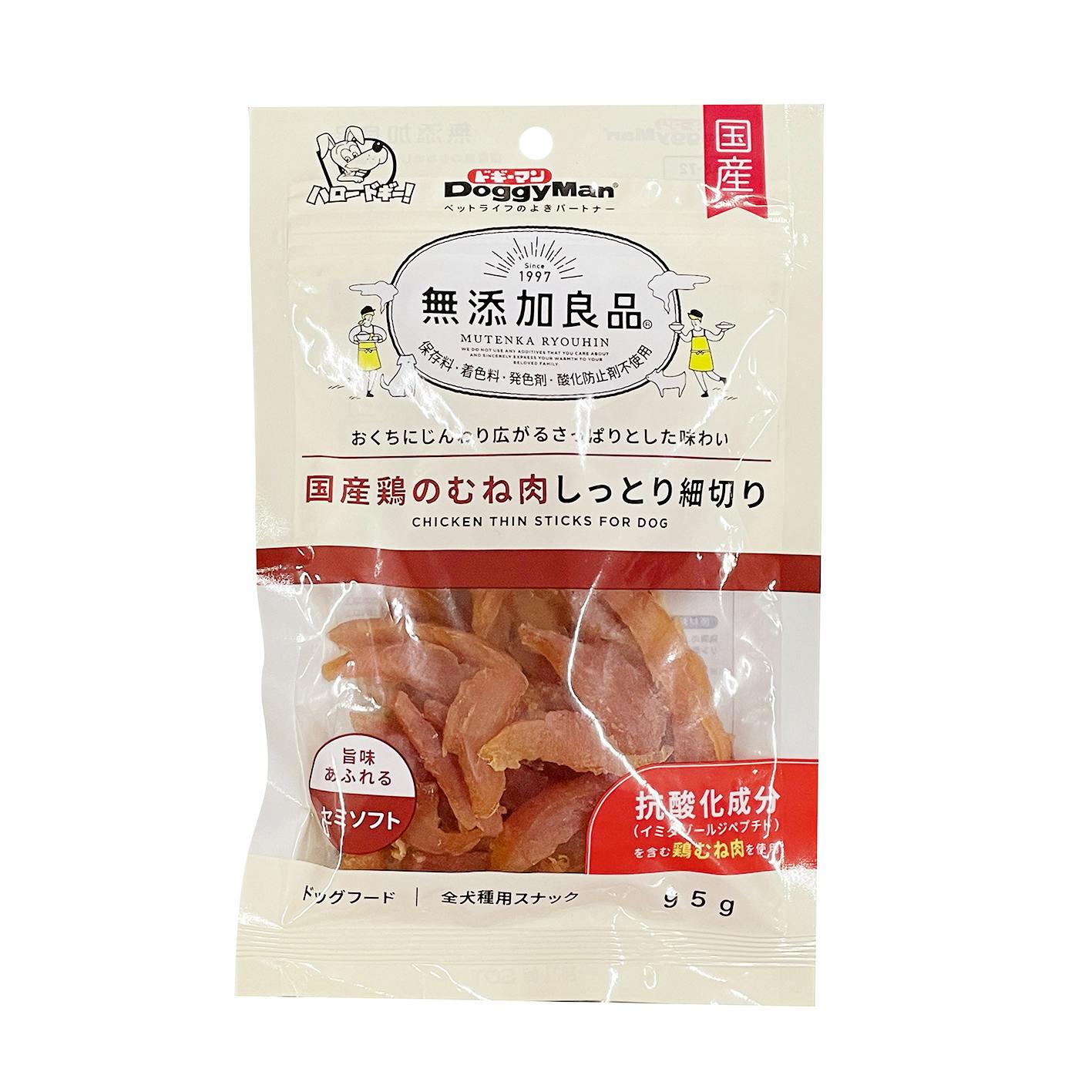 ドギーマンハヤシ 無添加良品 国産鶏のむね肉しっとり細切り 95g JANコード：4976555825466【別送品】 | ペット用品（犬） 通販 |  ホームセンターのカインズ