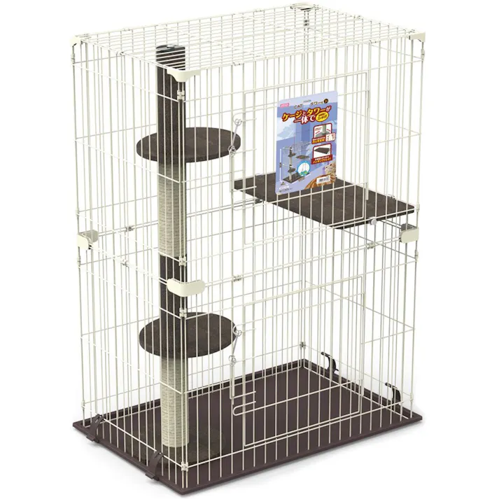 キャットフレンドルームタワー付き2段 CT-524 ゲージ ハウス 4906456571308【別送品】