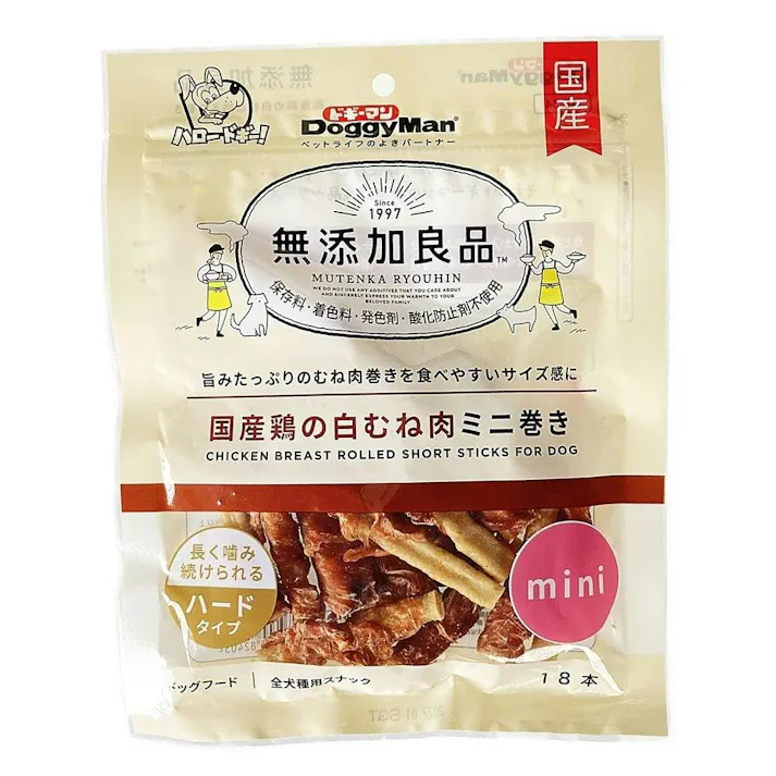 【ケース販売】無添加良品 国産鶏の白むね肉ミニ巻 18本(1ケース36個入) ご褒美用 4970096931112【別送品】